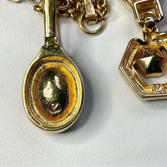 Vintage Swarovski Signed Set Purple Green Crystals Chunky Gold Tone Swan Signed - Picture 7 of 9